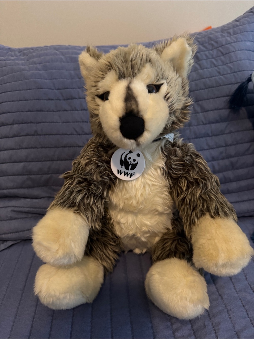 Build-A-Bear Gray and Cream Wolf Plush with WWF Tag